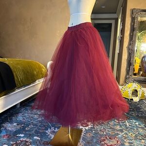Elegant Burgundy Tulle Skirt
